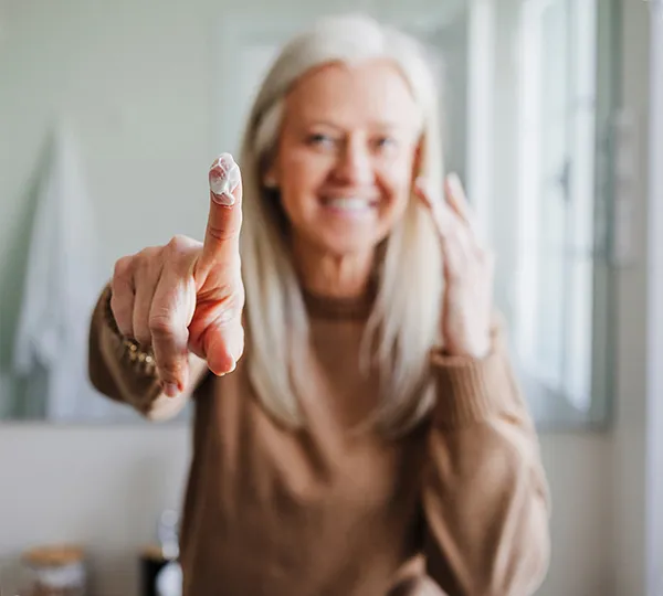 Emollient on finger-tip