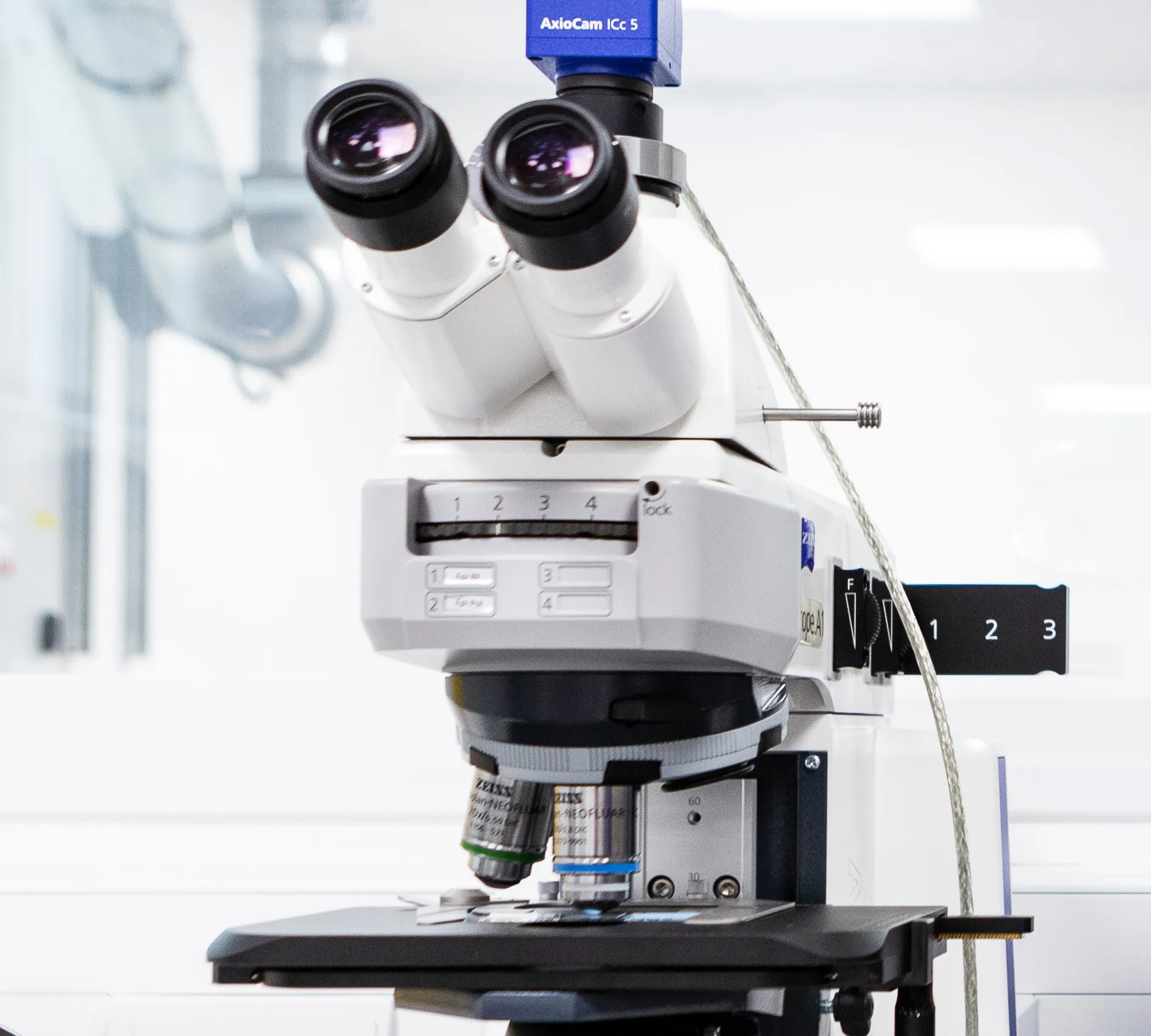 Microscope in laboratory